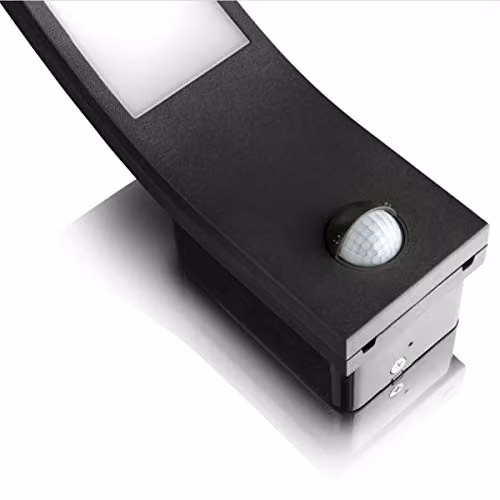 CGC Lighting Grey LED Outdoor Arc Wall Light with Motion Sensor, 10W, 900lm, Cool White 4000K – 6