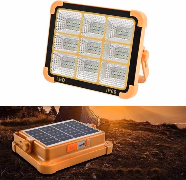 FLAVORA 3000W Rechargeable Dimmable LED Solar Cordless Work Floodlight in Orange – 1