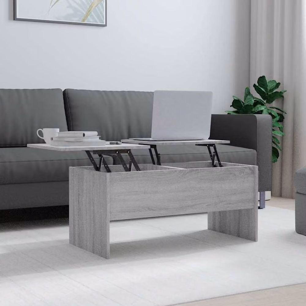 Berkfield Home Modern Rectangular Coffee Table in Grey Sonoma, W/D/H: 102 x 50.5 x 46.5 cm – 1