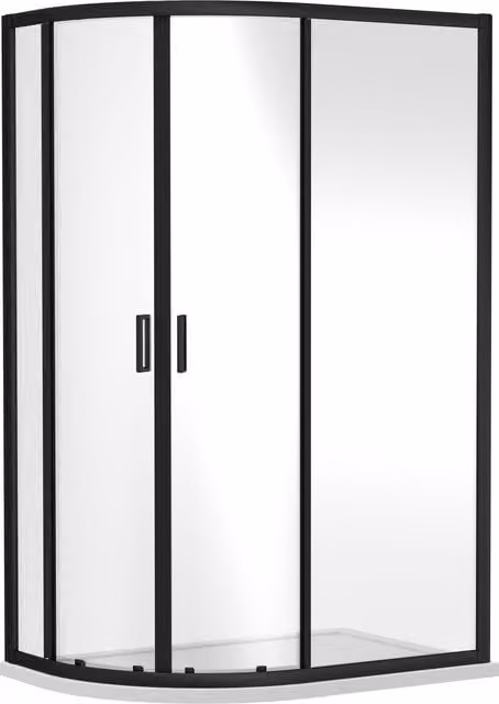 Ruwa Black Offset Quadrant Corner Shower Enclosure with 6mm Safety Glass, W: 1000 mm, D: 800 mm, H: 1850 mm