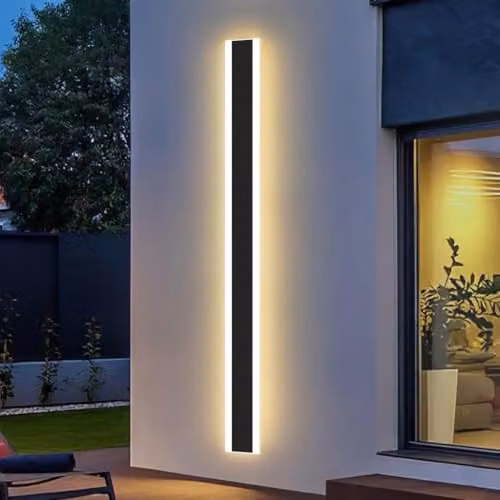 ENERJ Modern Outdoor LED Wall Light, 60W CCT Tunable and Dimmable Linear Sconce with Remote Control, IP65 Waterproof Matte Black Architectural Lamp, Length: 120 cm