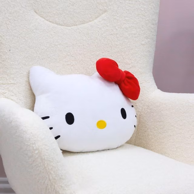 Hello Kitty White Plush Heart Shaped Cushion