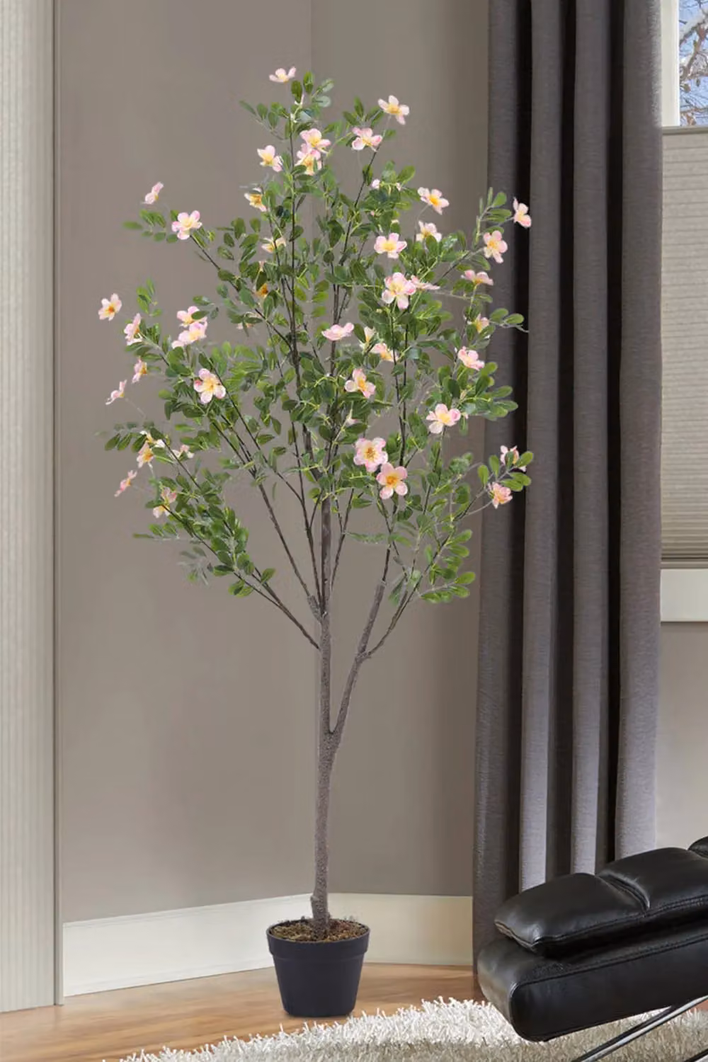 Living and Home Pink and Green Artificial Frangipani Blossom Tree in Pot, Height: 160 cm – 2