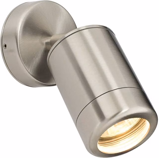 Loops Adjustable Outdoor IP65 LED Spotlight, 7W GU10, Silver Stainless Steel