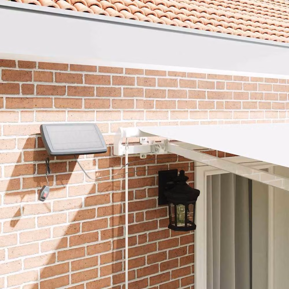 Berkfield Home Manual Retractable Folding Arm Awning with LED, White, W: 400 cm, D: 300 cm – 4