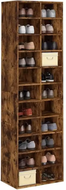 Berkfield Home Smoked Oak Shoe Cabinet in Brown, W/D/H: 54 x 34 x 183 cm – 1
