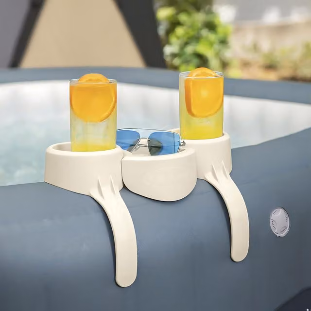 Lay-Z-Spa White Plastic Drinks and Food Holder with Shelf for Inflatable Hot Tubs