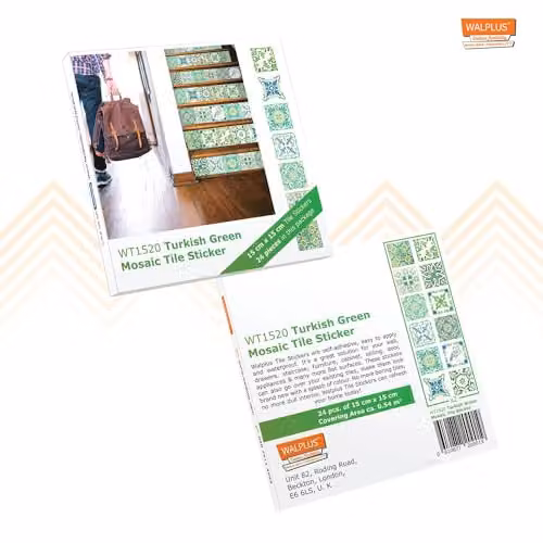 WALPLUS Turkish Green Self Adhesive Wall Tiles for Kitchen and Bathroom, 24 Pack, W/D/H: 15 x 15 x 0.25 cm – 4