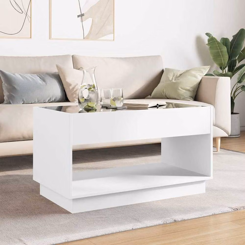 Berkfield Home Infinity LED Coffee Table in White, W/D/H: 90 x 50 x 50 cm – 2