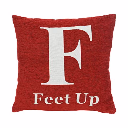 Orsina Feet Up Red Chenille Square Cushion, W/D/H: 45 x 45 x 45 cm – 1