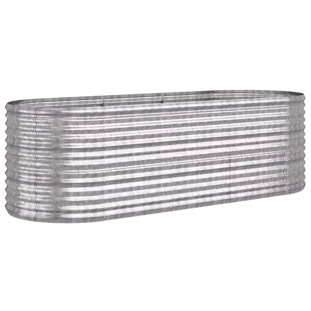 Berkfield Home Garden Powder-coated Steel Raised Bed in Silver, W/D/H: 224 x 80 x 68 cm – 2