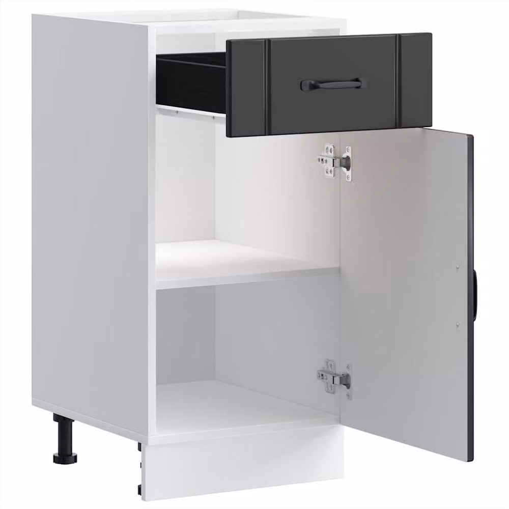 Berkfield Home Lucca Kitchen Base Cabinet in Black Matt MDF, H 81.5 x W 40.0 x D 46.0 cm – 2