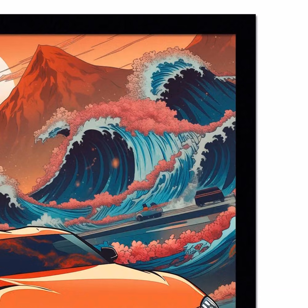 Wave Collection Wave Cars Zupra Framed Poster in Orange – 2