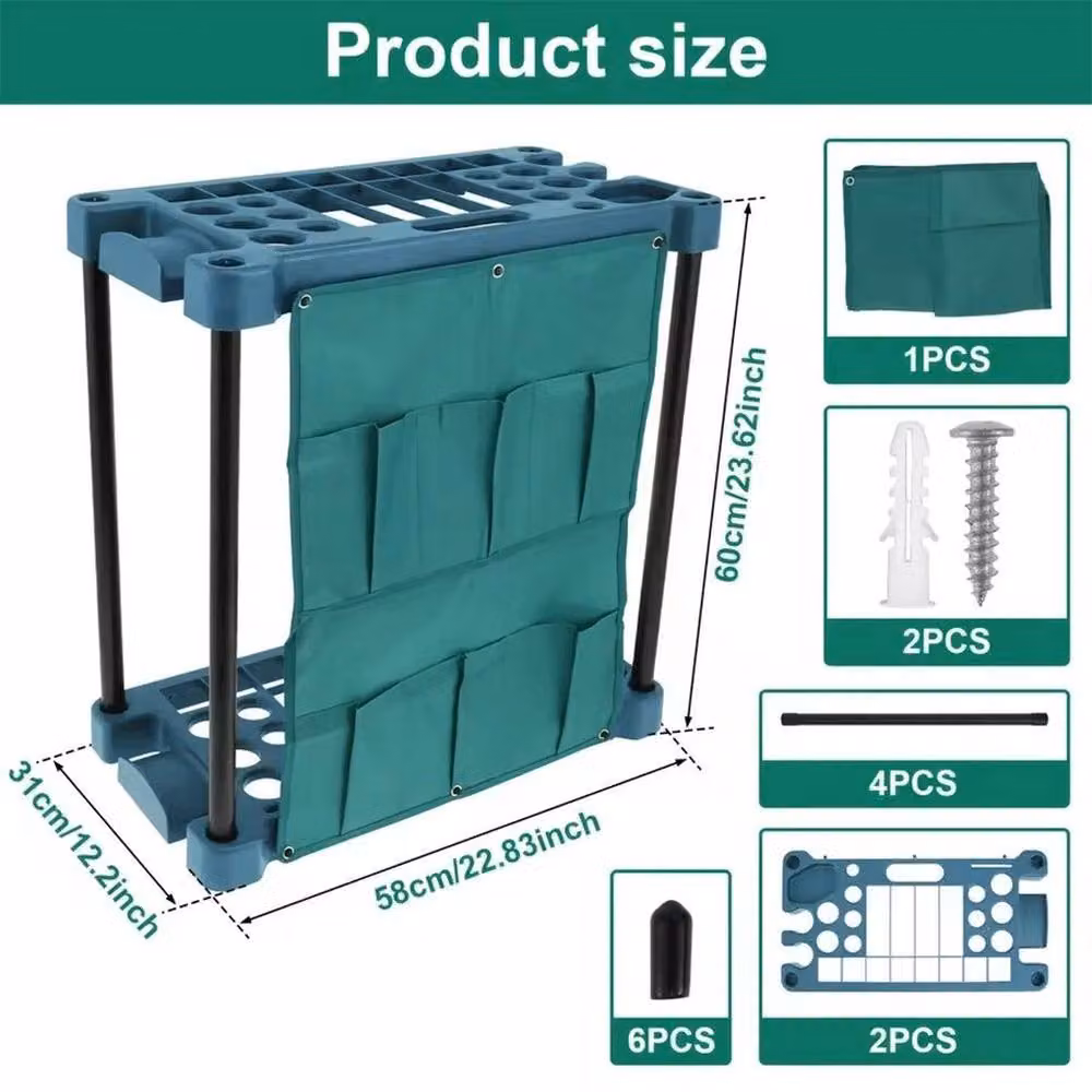 KORVIXA Green Garden Tool Storage Rack and Equipment Holder – 2