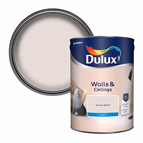 Dulux Walls and Ceilings Matt Emulsion Paint, White, 5L – 1