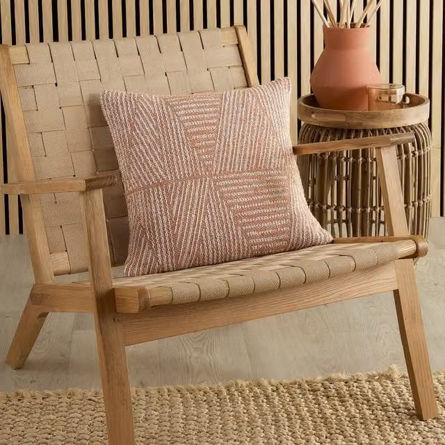 Appletree Myan Textured Geometric Filled Cushion, Orange, W/D/H: 43 x 43 x 43 cm