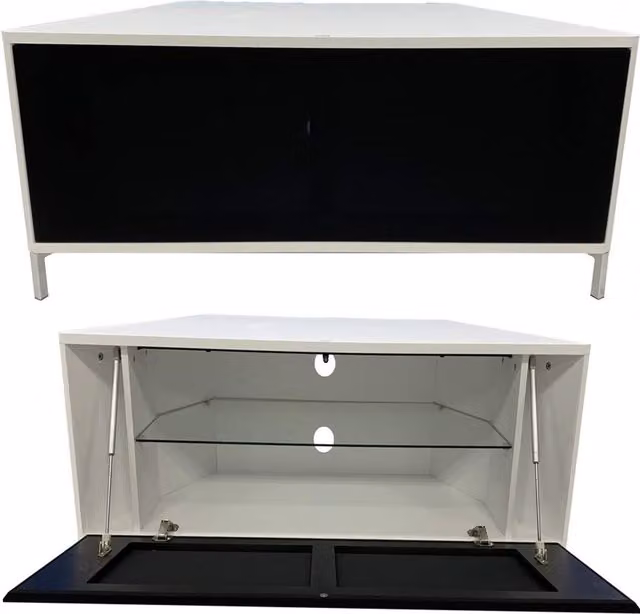 Alphason Hyde Industrial Corner TV Stand in White and Black, W: 120 cm – 1