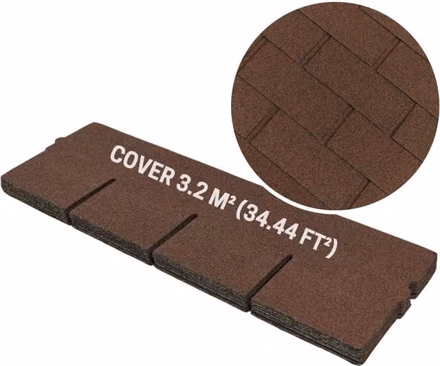 Novecrafto Heavy Duty Bitumen Asphalt Roof Shingles, Brown, 20 Pieces, W: 100 cm, H: 34 cm – 1
