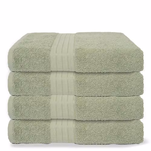 OHS 4 Pack of Green 100% Cotton Terry Hand Towels, W/D/H: 50 x 50 x 50 cm – 1