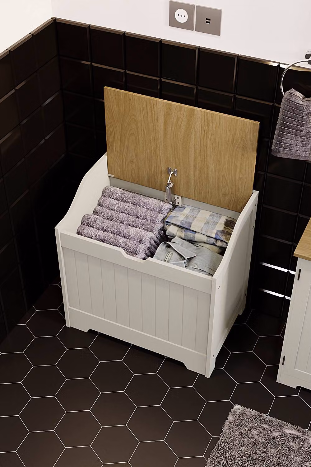 HD Designs Priano Dual-purpose Grey Laundry and Bathroom Storage Chest – 4