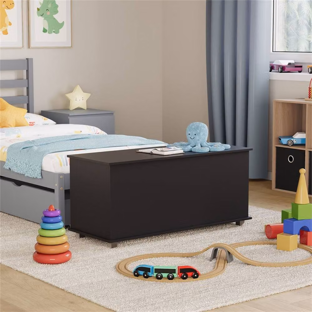 FORGEVIO Large Wooden Toy Box with Soft-Close Removable Lid in Black – 2