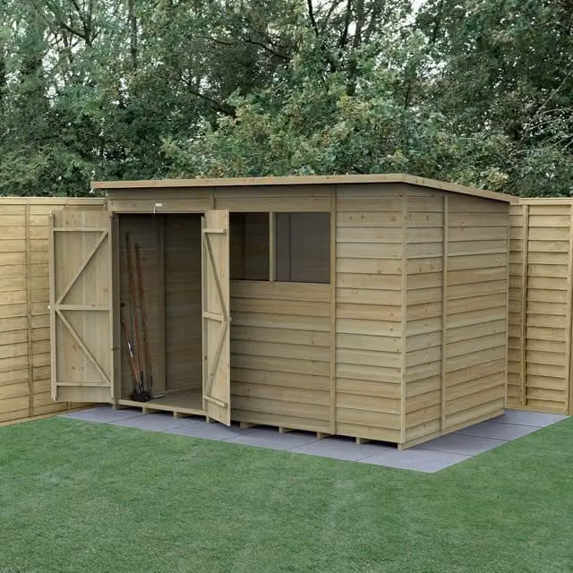 Forest Garden 4LIFE Pent Wooden Garden Shed in Brown