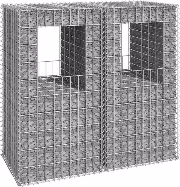 Berkfield Home Silver Steel Gabion Basket Posts, 2 Pack, W/D/H: 50 x 50 x 100 cm – 1