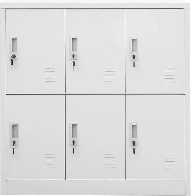 Berkfield Home Set of 2 Metal Locker Cabinets in Matt Light Grey, W/D/H: 90 x 45 x 92.5 cm