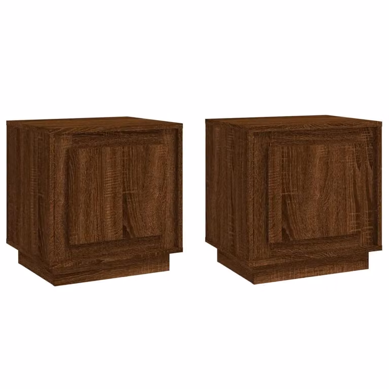 Berkfield Home Set of 2 Brown Oak Bedside Cabinets, W/D/H: 44 x 35 x 45 cm