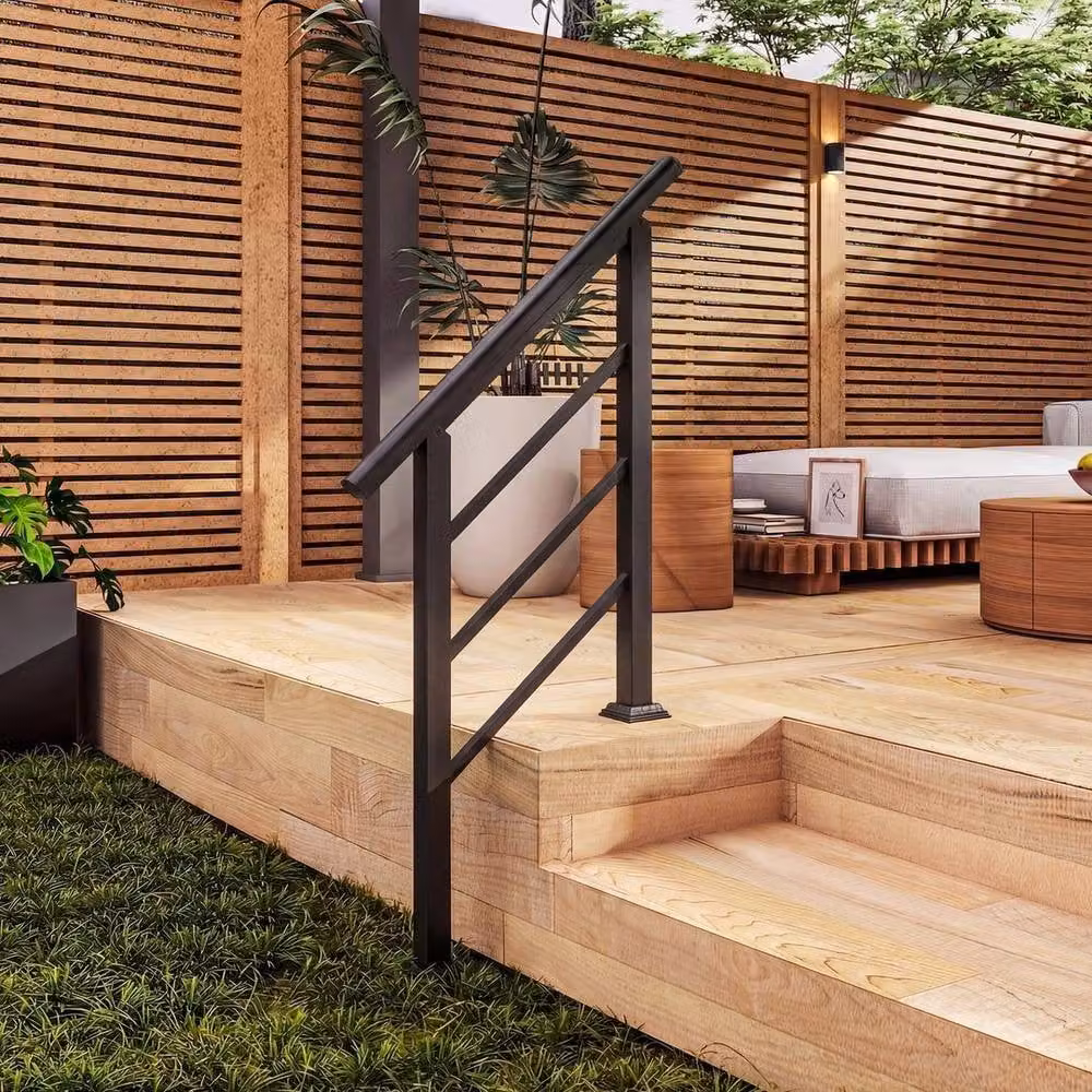 NESTLUNE Adjustable Outdoor Stair Handrail in Matt Black Steel, 0-45 Degrees – 5