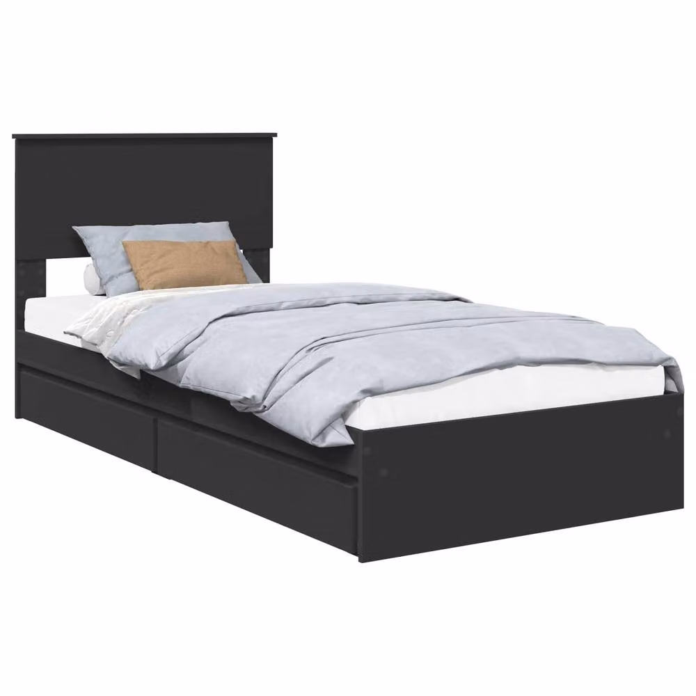 Berkfield Home Modern Storage Bed with Headboard and Drawers in Black, W/D/H: 90 x 190 cm – 2