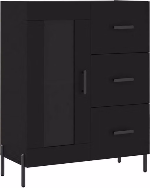 Berkfield Home Black Matt Sideboard W: 69.5 cm, D: 34 cm, H: 90 cm