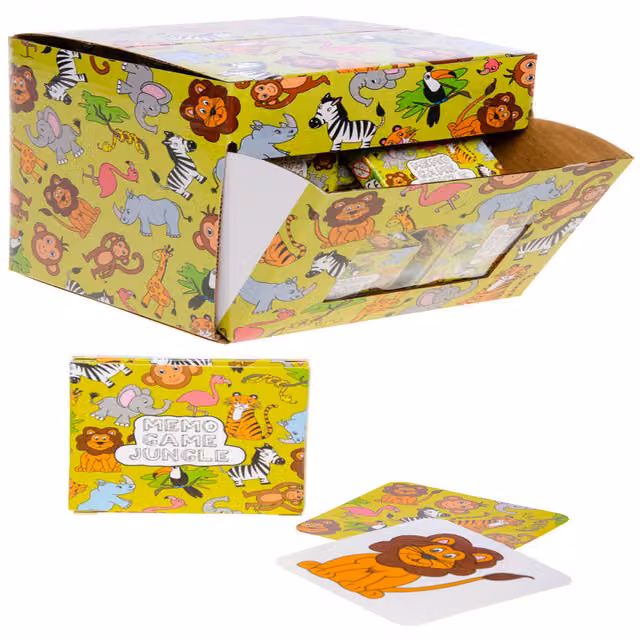 LG-Imports Pack of 12 Wild Animals Mini Memory Games with 28 Cards, Multicolour and White