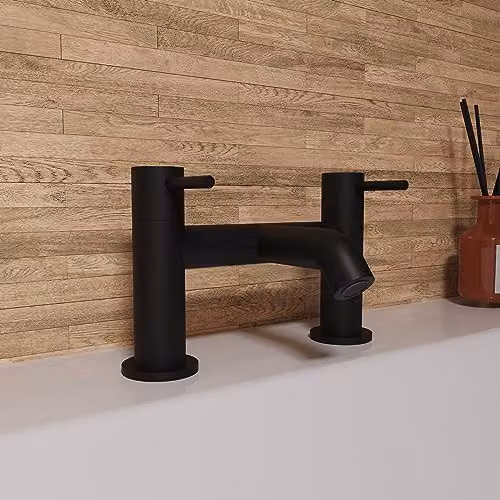 Nes Home Modern Designer Deck Mounted Brass Bath Filler Tap in Matte Black