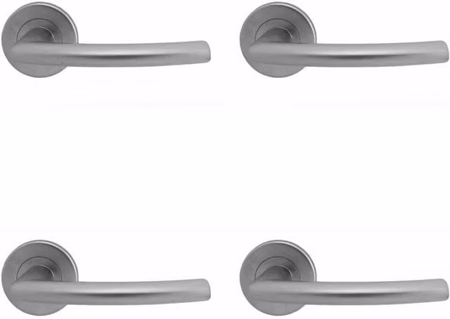 Loops 4 Pair Oval Shaped Curved Bar Handles with Concealed Fix Round Rose in Satin Chrome