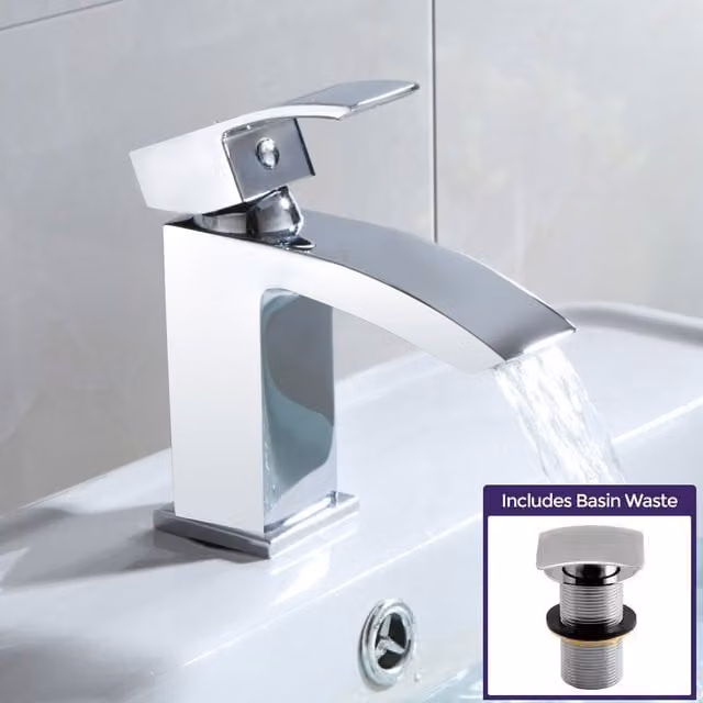 Nes Home Contemporary Single Lever Basin Mixer Tap in Chrome with Pop Up Waste, Silver – 1
