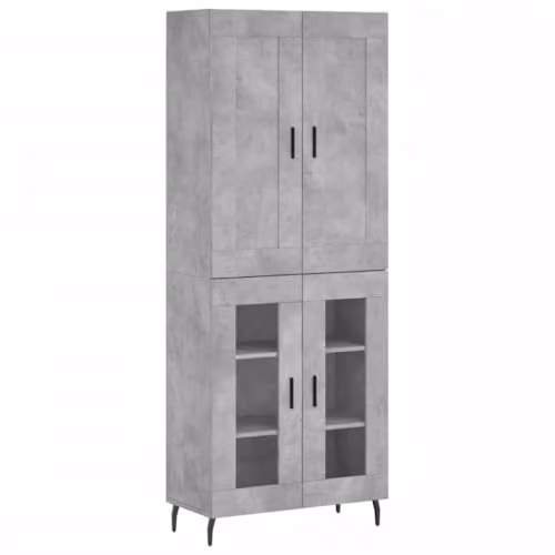 vidaXL Modern Highboard Sideboard in Concrete Grey with Doors and Shelves for Living Room, Bedroom or Office, W/D/H: 90.0 x 49.5 x 69.5 cm
