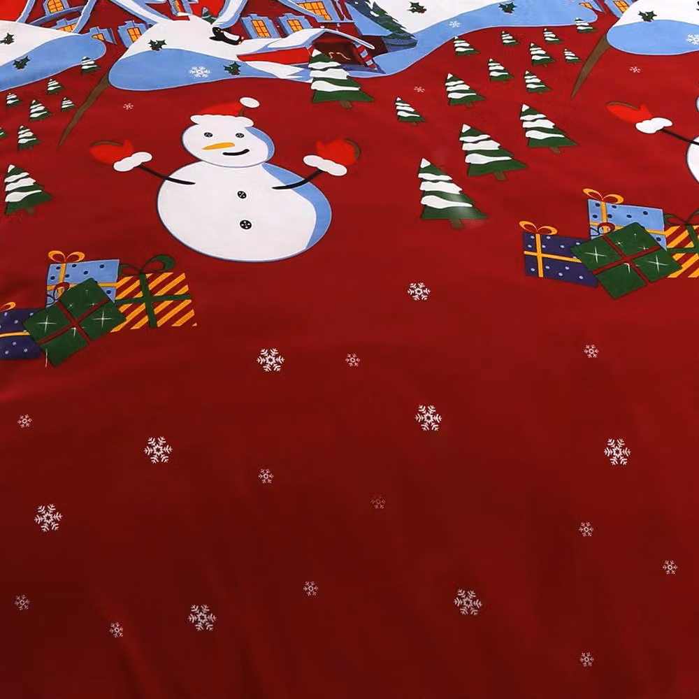 Velosso Santa & Friends Christmas Printed Cotton Rich Duvet Cover and Pillowcase Set, Red, W/D/H: 135 x 200 cm and 50 x 75 cm – 3