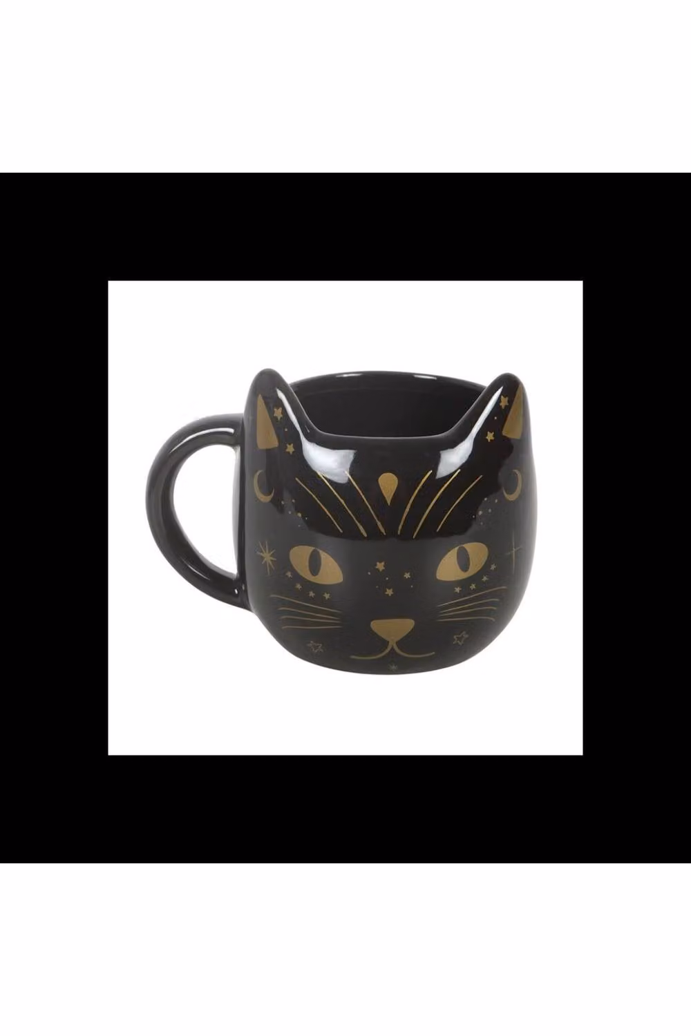 KDMD Magick Black Cat Face Ceramic Mug, Black, 390ml – 2