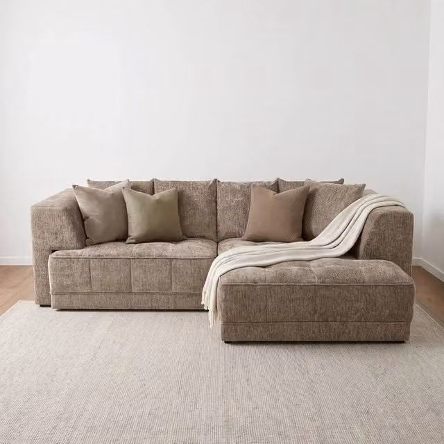 Home & Love Brooklyn L-Shape Recliner Sofa Bed Corner Couch in Beige – 1