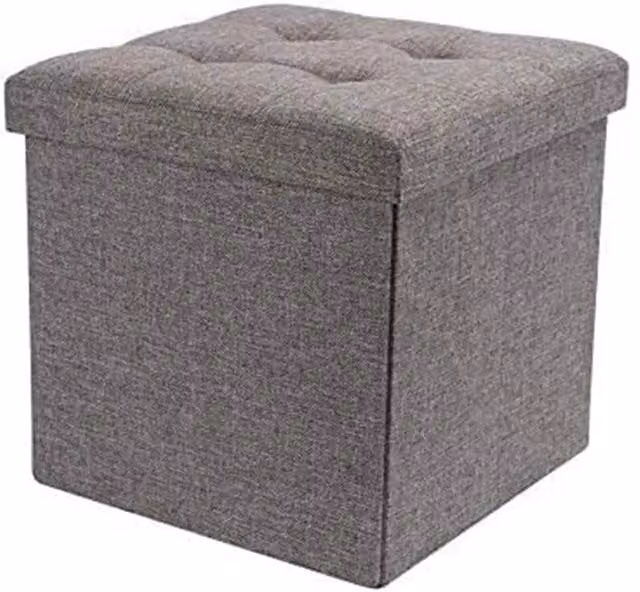 PAWNORA Large Ottoman Storage Seat Stool in Grey, W/D/H: 38 x 38 x 38 cm – 1
