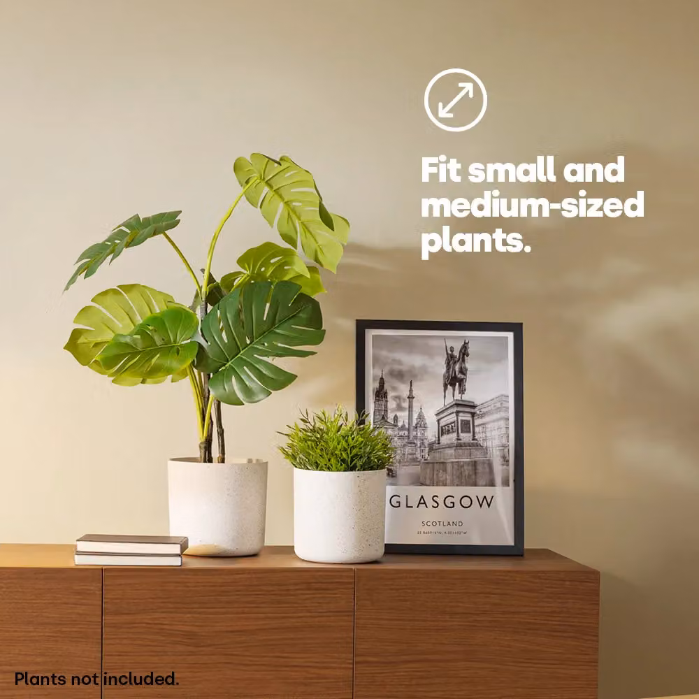 Livivo Round Plastic Plant Pot in Grey and White, Diameter: 18 cm – 3