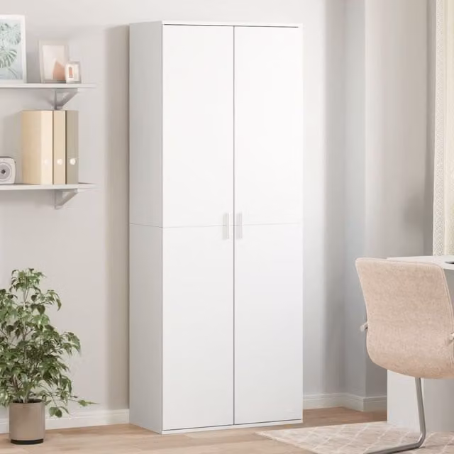 Berkfield Home White Highboard in Matt MDF, W/D/H: 70 x 35 x 180 cm