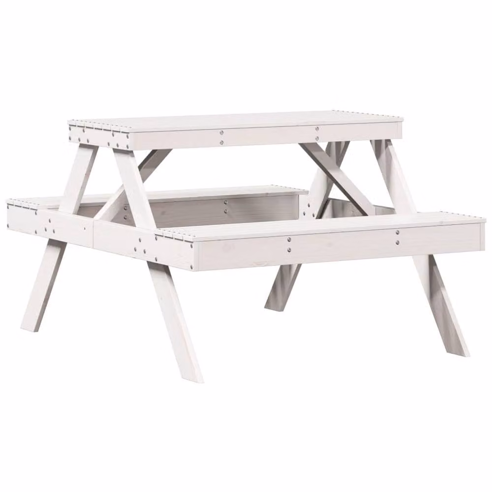 Berkfield Home White Pine Wood Picnic Table, W/D/H: 134 x 105 x 75 cm – 3