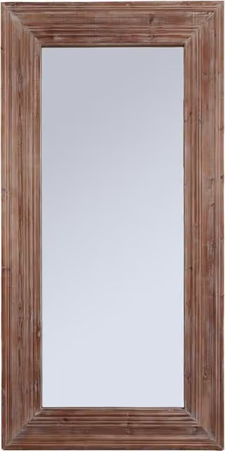 Newby KDMK Rustic Rectangular Wood Wall Mirror in Brown