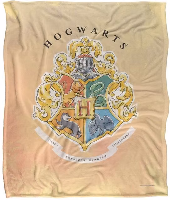Harry Potter Hogwarts Sigil Watercolor Super Soft Silky Touch Throw Blanket, White, W: 152 cm, D: 127 cm