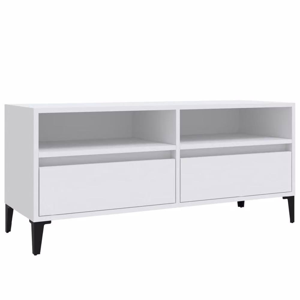 Berkfield Home Modern White TV Cabinet in Matt Engineered Wood W/D/H: 100 x 34.5 x 44.5 cm – 2