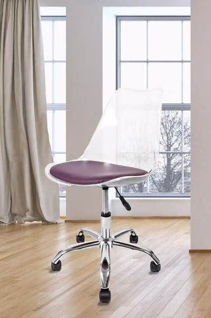 Fusion Living Soho Clear Plastic Dining Chair with Swivel Base in Aubergine