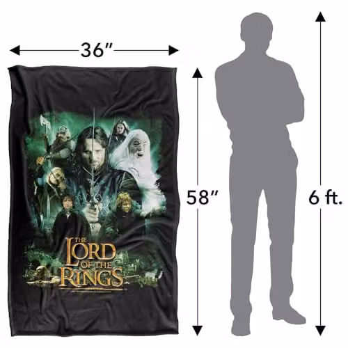 Warner Bros. The Lord Of The Rings Hero Group Silky Touch Super Soft Fleece Throw Blanket, Multicolour, W: 91 cm, D: 147 cm – 4