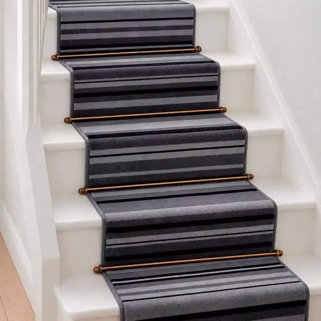 Bravich LTD Modern Striped Grey Hallway Runner Rug, Non-Slip Low Pile Polypropylene, W: 60 cm, L: 900 cm